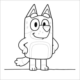 Desenho da Bluey para Colorir: Pose Orgulhosa e Divertida