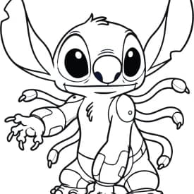 Desenhos para Colorir do Stitch e Angel Apaixonados Desenho para Colorir do Stitch com Todos os Seus Braços de Experimento