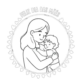 Dia das Mães - Abraço Carinhoso para Colorir
