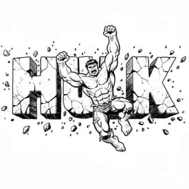 Desenho do Hulk com Letreiro Quebrado para Colorir