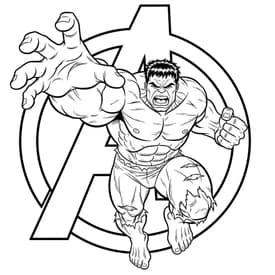 Desenho do Hulk Saltando com Símbolo dos Vingadores para Colorir