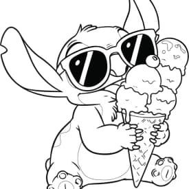 Desenhos para Colorir do Stitch Bebê com Mamadeira e Lilo Aconchegada Desenhos para Colorir do Stitch com Óculos e Sorvete Gigante