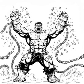 Hulk Quebrando Correntes para Colorir