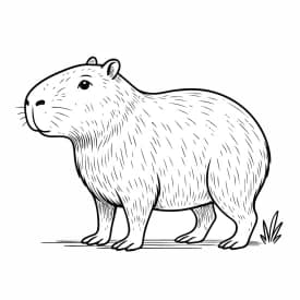 Capivara em Pé para Colorir
