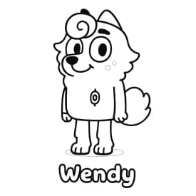 Bluey e Amigos na Árvore: Desenho para Colorir em Meio à Natureza Wendy para Colorir: Divirta-se com a Vizinha Charmosa da Bluey