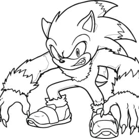 Desenho para Colorir do Sonic Werehog – Versão Monstro