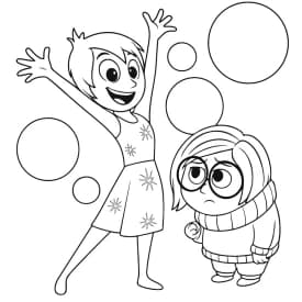 Desenho para Colorir Alegria e Tristeza no Console das Emoções Desenho para Colorir Alegria e Tristeza com Memórias: Emoções em Destaque