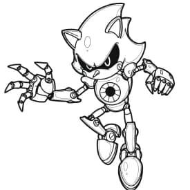 Metal Sonic em Posição de Ataque – Para Colorir
