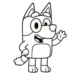 Bluey para Colorir: Desenho Simples da Bluey Acenando