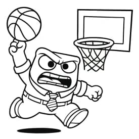 Desenho para Colorir Divertida Mente com Nomes: Conheça as Emoções Desenho para Colorir Raiva Jogando Basquete: Emoção em Movimento