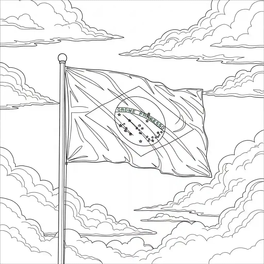 desenho da bandeira do Brasil para colorir