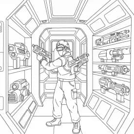 dois tripulantes de Among Us no interior da nave – desenho para colorir