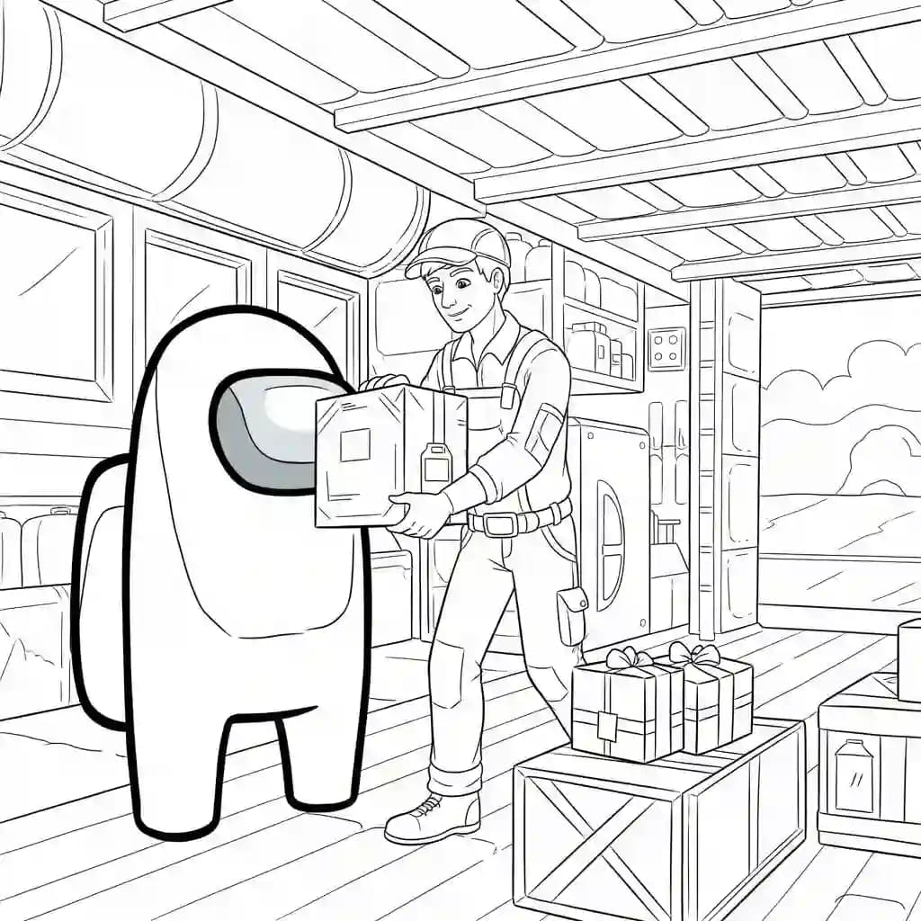 dois tripulantes de Among Us no interior da nave – desenho para colorir