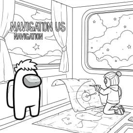 dois tripulantes de Among Us no interior da nave – desenho para colorir