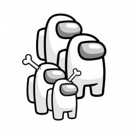 Desenho de Among Us com Dois Tripulantes para Colorir e Imprimir dois tripulantes de Among Us no interior da nave – desenho para colorir