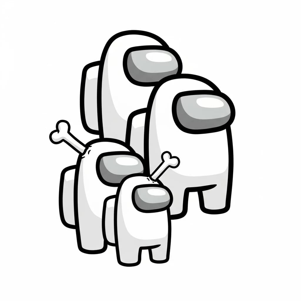 dois tripulantes de Among Us no interior da nave – desenho para colorir