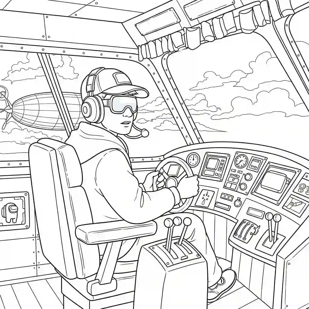 dois tripulantes de Among Us no interior da nave – desenho para colorir