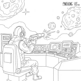 dois tripulantes de Among Us no interior da nave – desenho para colorir