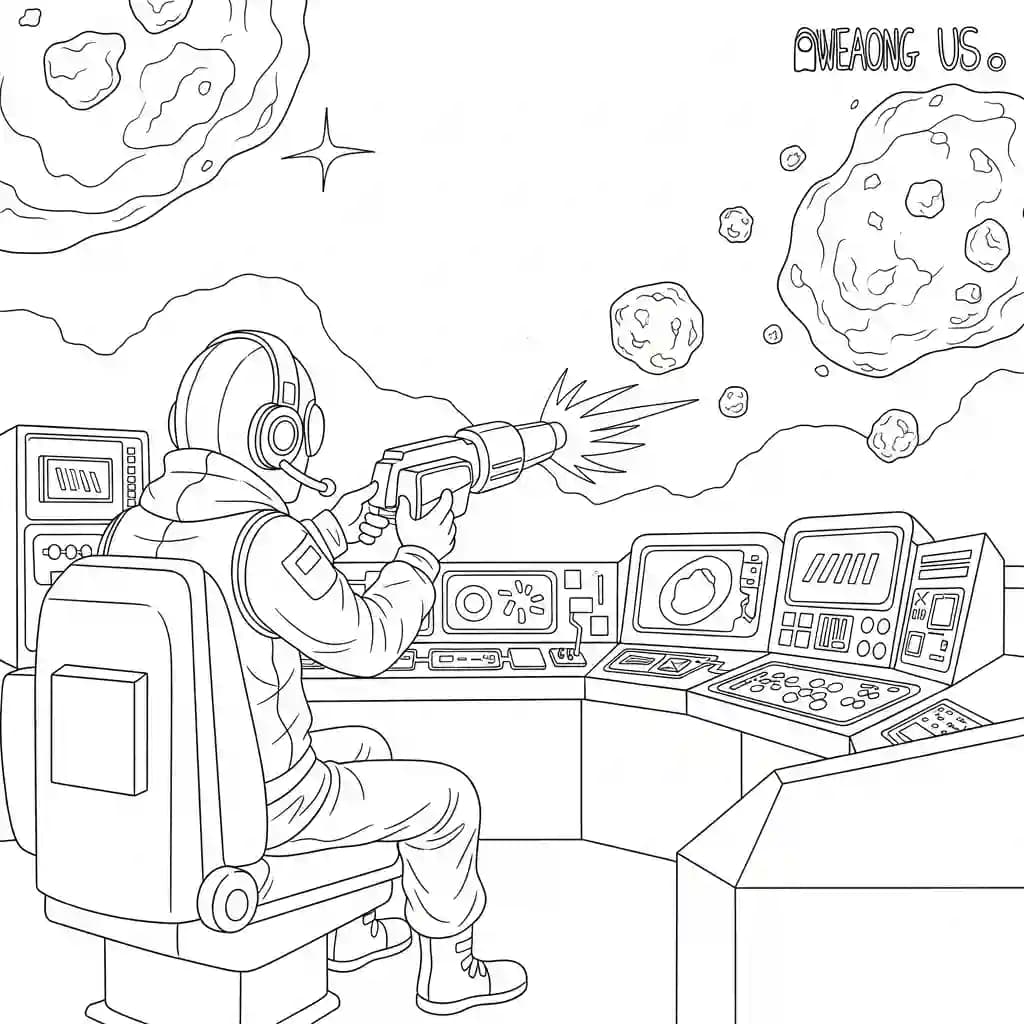 dois tripulantes de Among Us no interior da nave – desenho para colorir