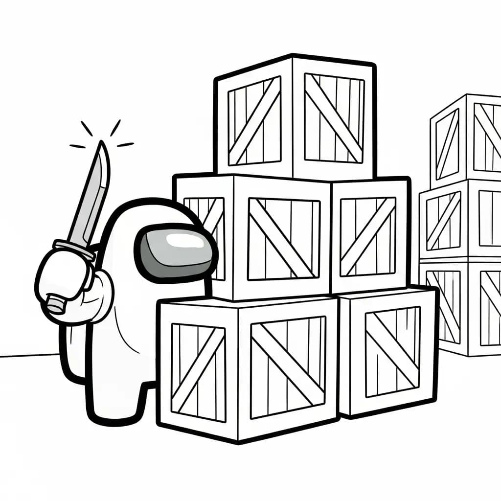 dois tripulantes de Among Us no interior da nave – desenho para colorir