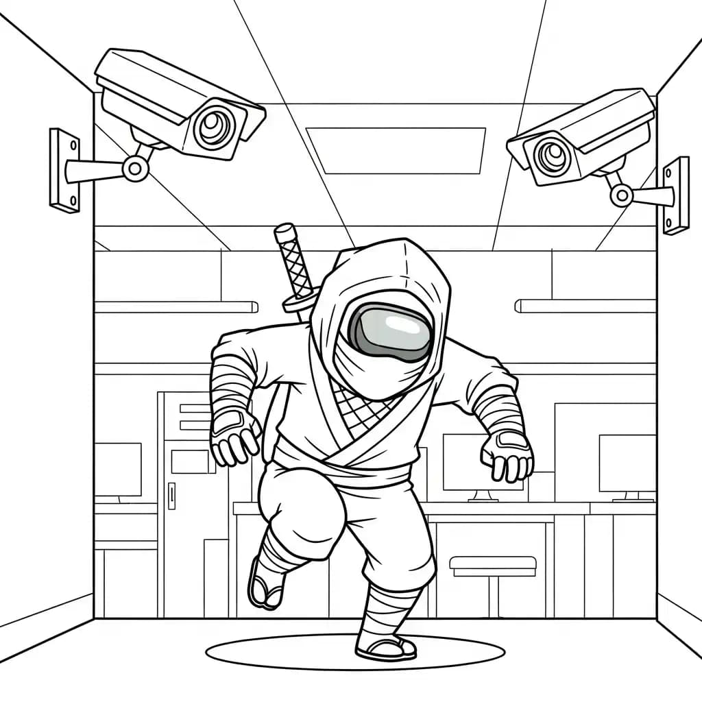 dois tripulantes de Among Us no interior da nave – desenho para colorir