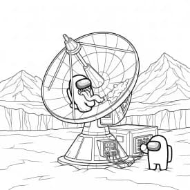 dois tripulantes de Among Us no interior da nave – desenho para colorir