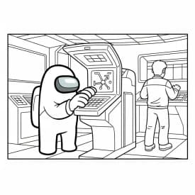 dois tripulantes de Among Us no interior da nave – desenho para colorir