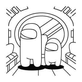 dois tripulantes de Among Us no interior da nave – desenho para colorir