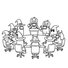 Desenho de Among Us com Dois Tripulantes para Colorir e Imprimir dois tripulantes de Among Us no interior da nave – desenho para colorir