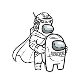 Desenho de Among Us com Dois Tripulantes para Colorir e Imprimir dois tripulantes de Among Us no interior da nave – desenho para colorir