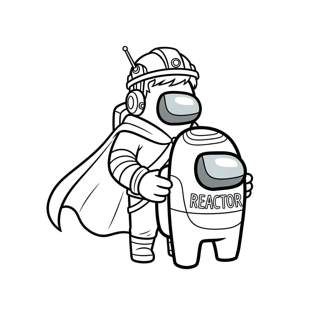 dois tripulantes de Among Us no interior da nave – desenho para colorir