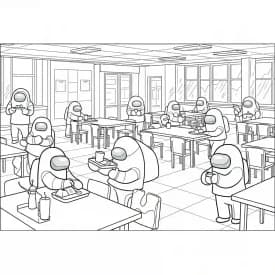 dois tripulantes de Among Us no interior da nave – desenho para colorir