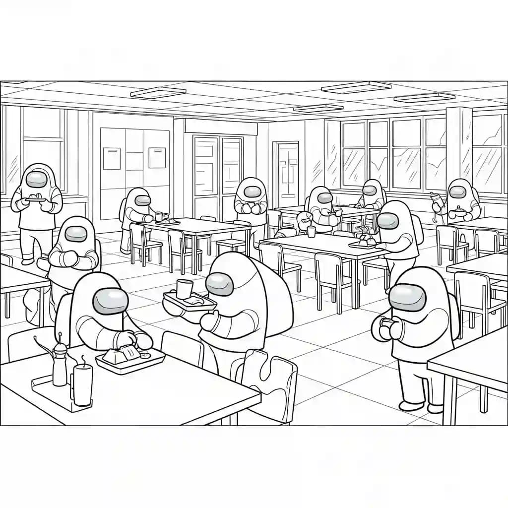 dois tripulantes de Among Us no interior da nave – desenho para colorir