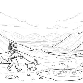 Desenho de Among Us com Dois Tripulantes para Colorir e Imprimir dois tripulantes de Among Us no interior da nave – desenho para colorir