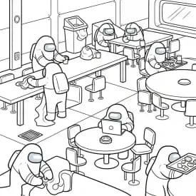 dois tripulantes de Among Us no interior da nave – desenho para colorir