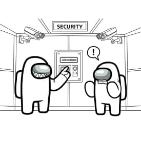 dois tripulantes de Among Us no interior da nave – desenho para colorir