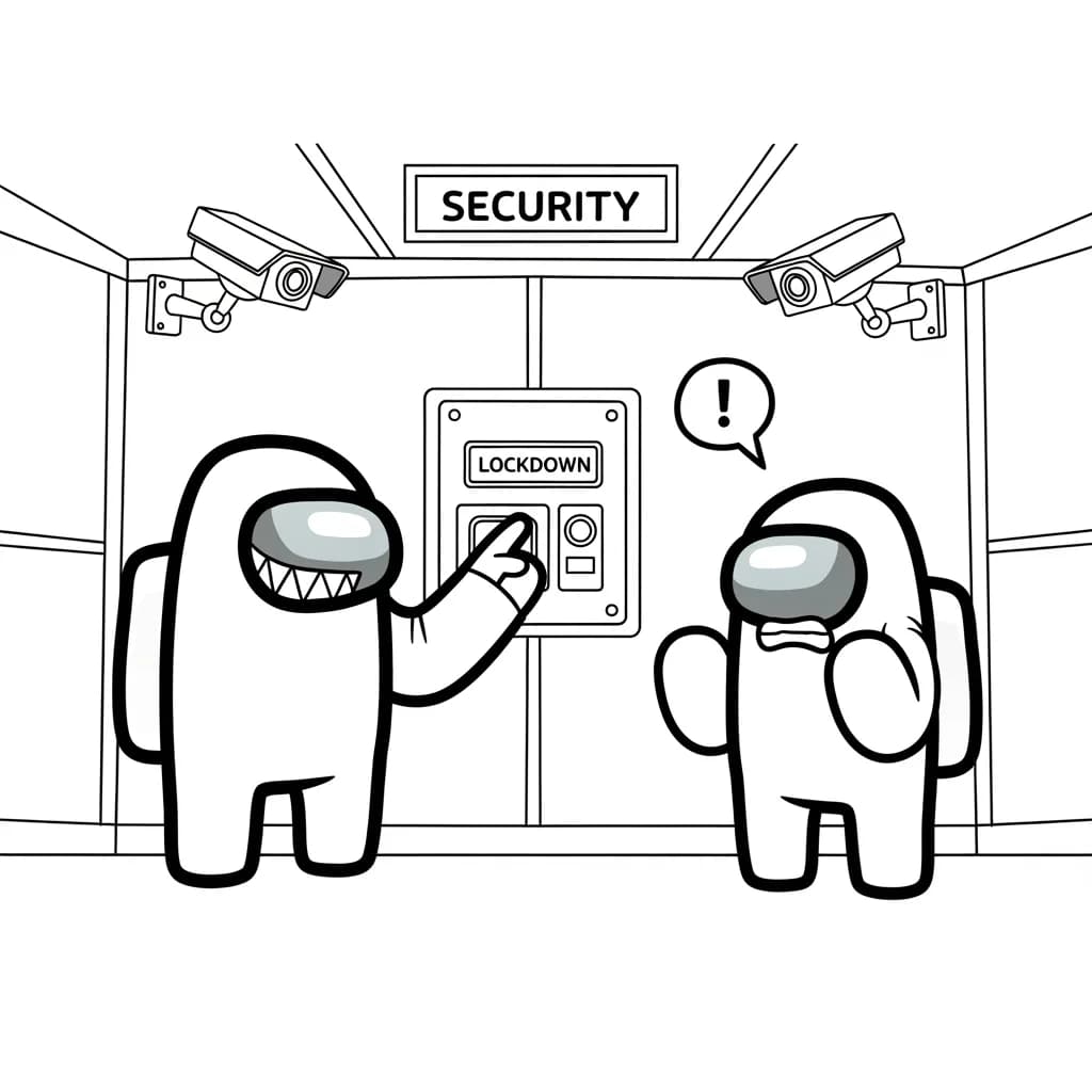 dois tripulantes de Among Us no interior da nave – desenho para colorir