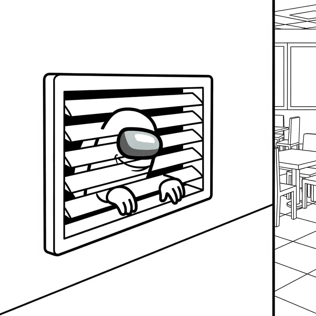 dois tripulantes de Among Us no interior da nave – desenho para colorir