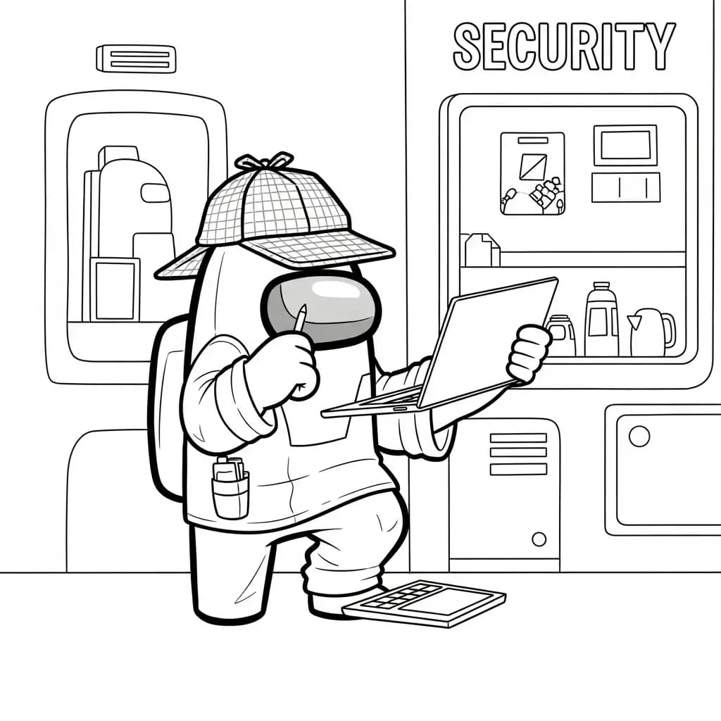 dois tripulantes de Among Us no interior da nave – desenho para colorir