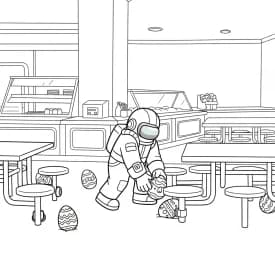 dois tripulantes de Among Us no interior da nave – desenho para colorir