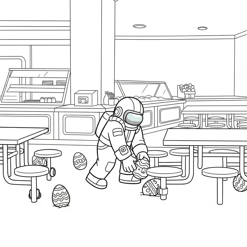 dois tripulantes de Among Us no interior da nave – desenho para colorir