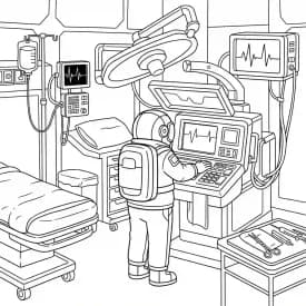 Desenho de Among Us com Dois Tripulantes para Colorir e Imprimir dois tripulantes de Among Us no interior da nave – desenho para colorir