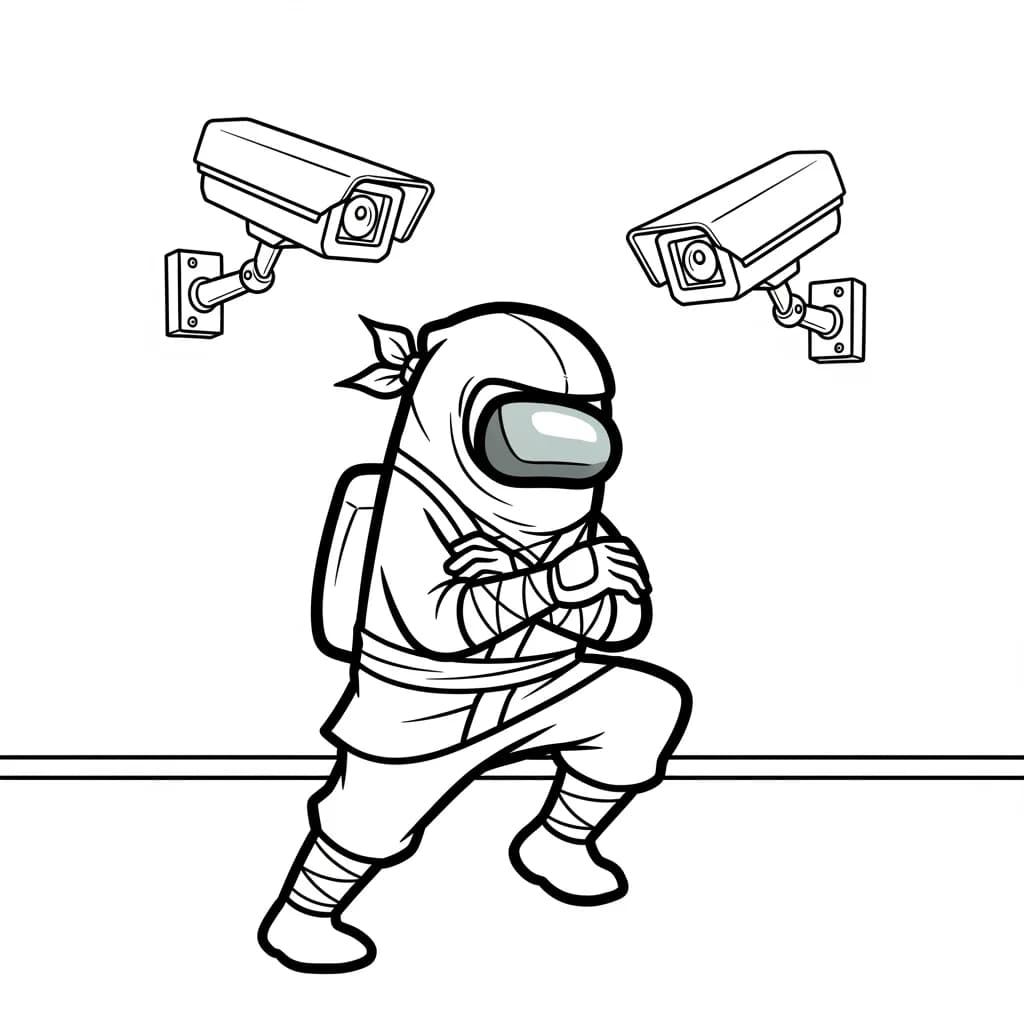 dois tripulantes de Among Us no interior da nave – desenho para colorir