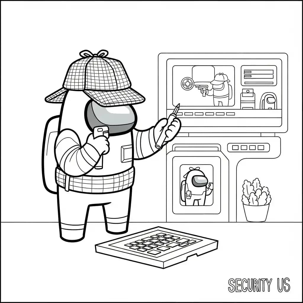 dois tripulantes de Among Us no interior da nave – desenho para colorir