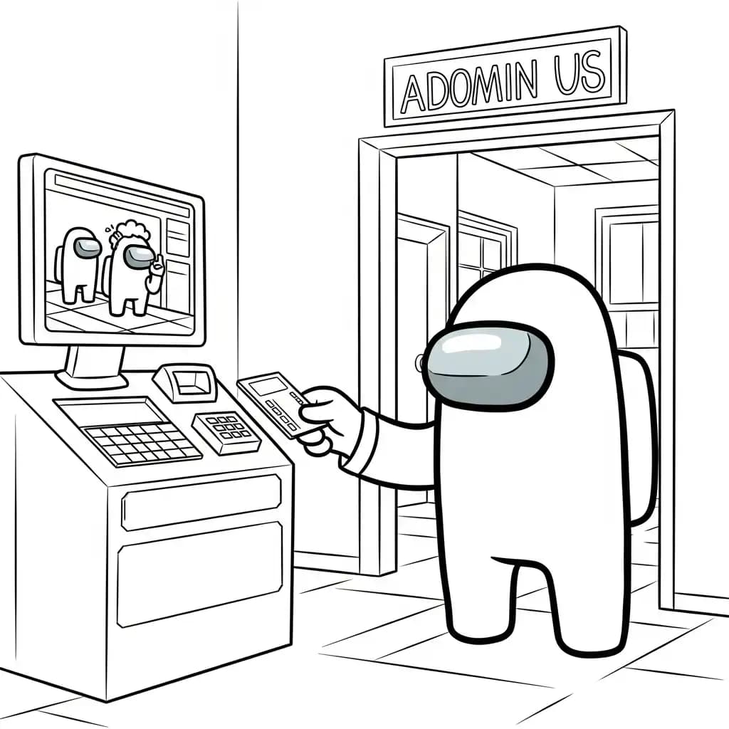 dois tripulantes de Among Us no interior da nave – desenho para colorir