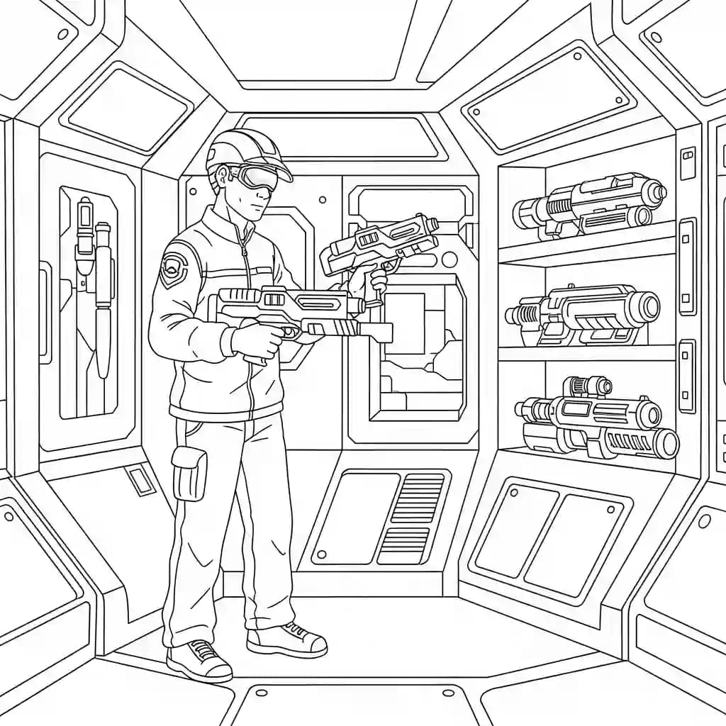 dois tripulantes de Among Us no interior da nave – desenho para colorir