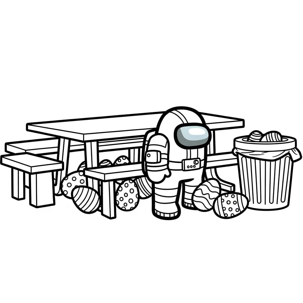 dois tripulantes de Among Us no interior da nave – desenho para colorir