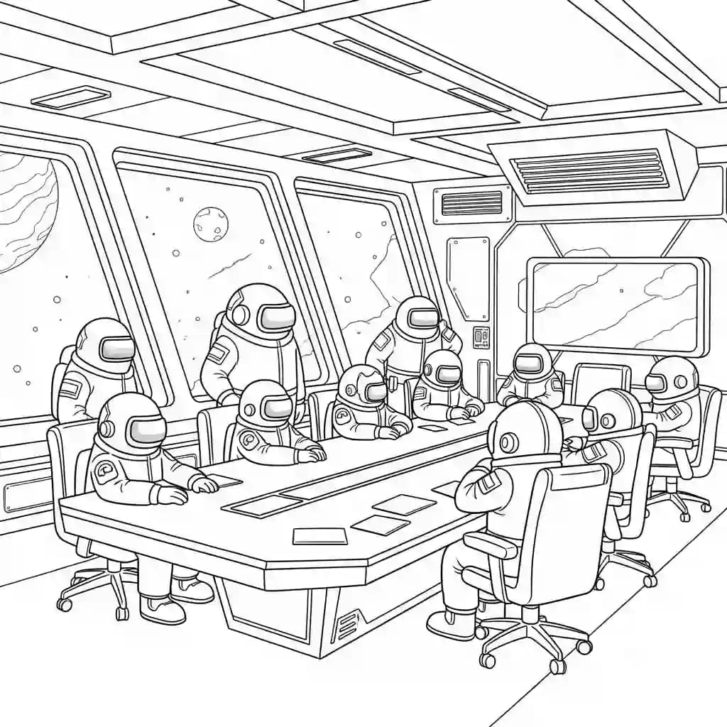 dois tripulantes de Among Us no interior da nave – desenho para colorir