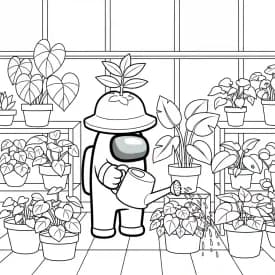 dois tripulantes de Among Us no interior da nave – desenho para colorir