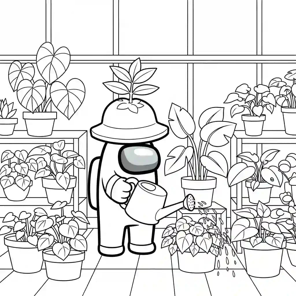 dois tripulantes de Among Us no interior da nave – desenho para colorir